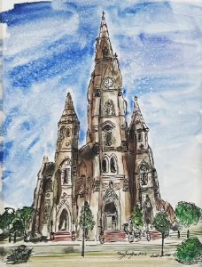 Painting of St Peter Cathedral in Erie, Pennsylvania