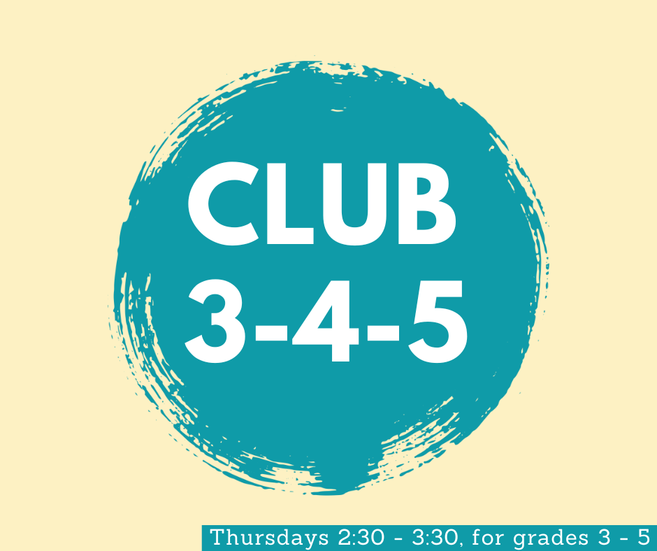 a blue circle with white text saying "CLUB 3-4-5"