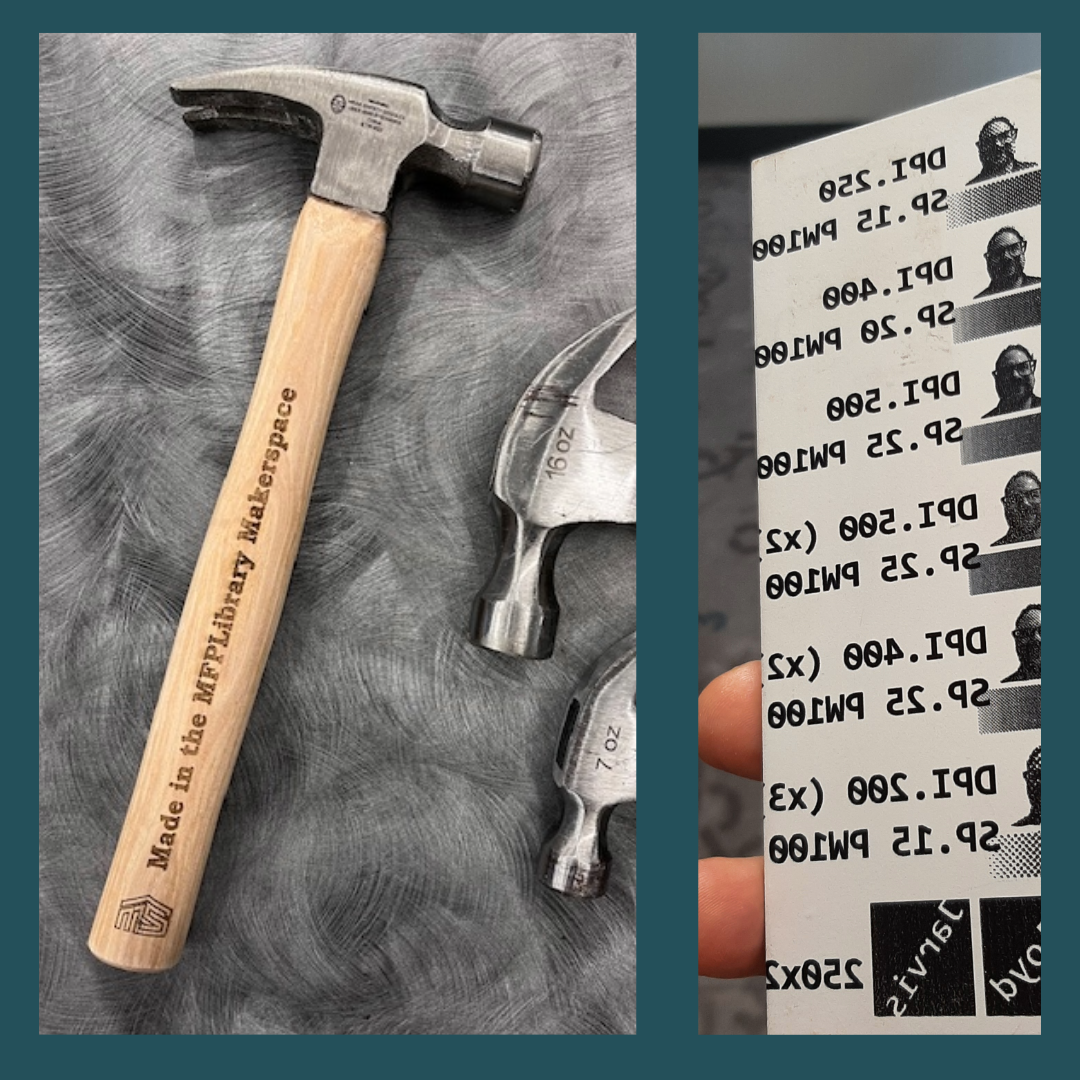 laser engraved hammer and tile samples
