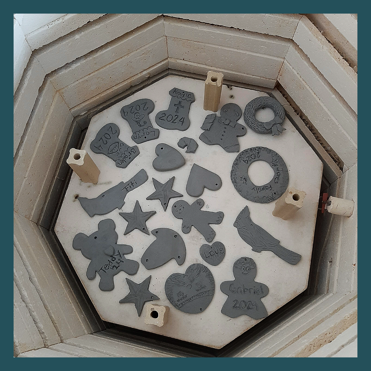 Ceramic (clay) Ornaments made in the Makerspace at the Mammen Family Public Library