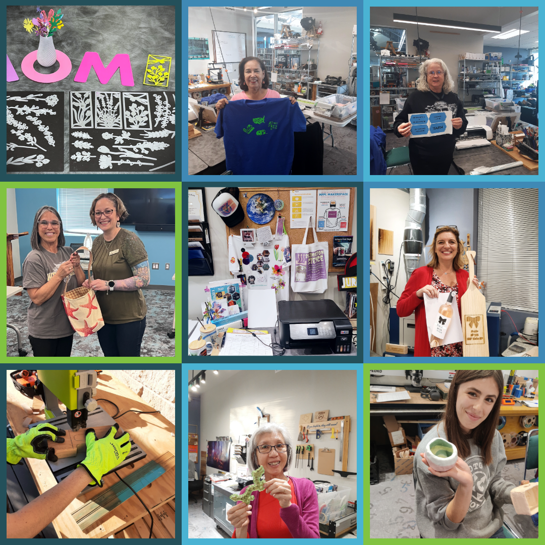 Patrons using the Mammen Family Public Library's Makerspace