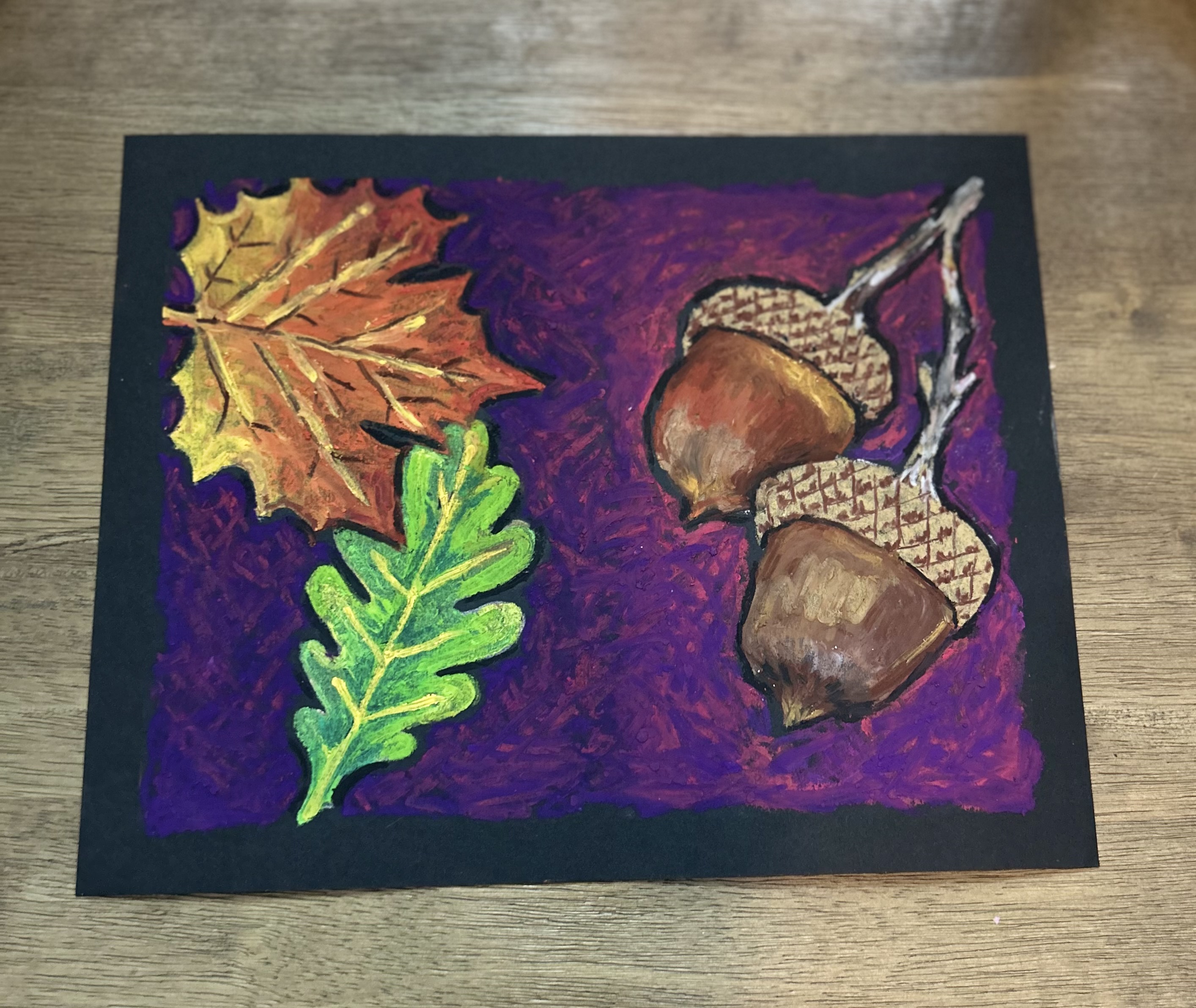 pastels on black paper