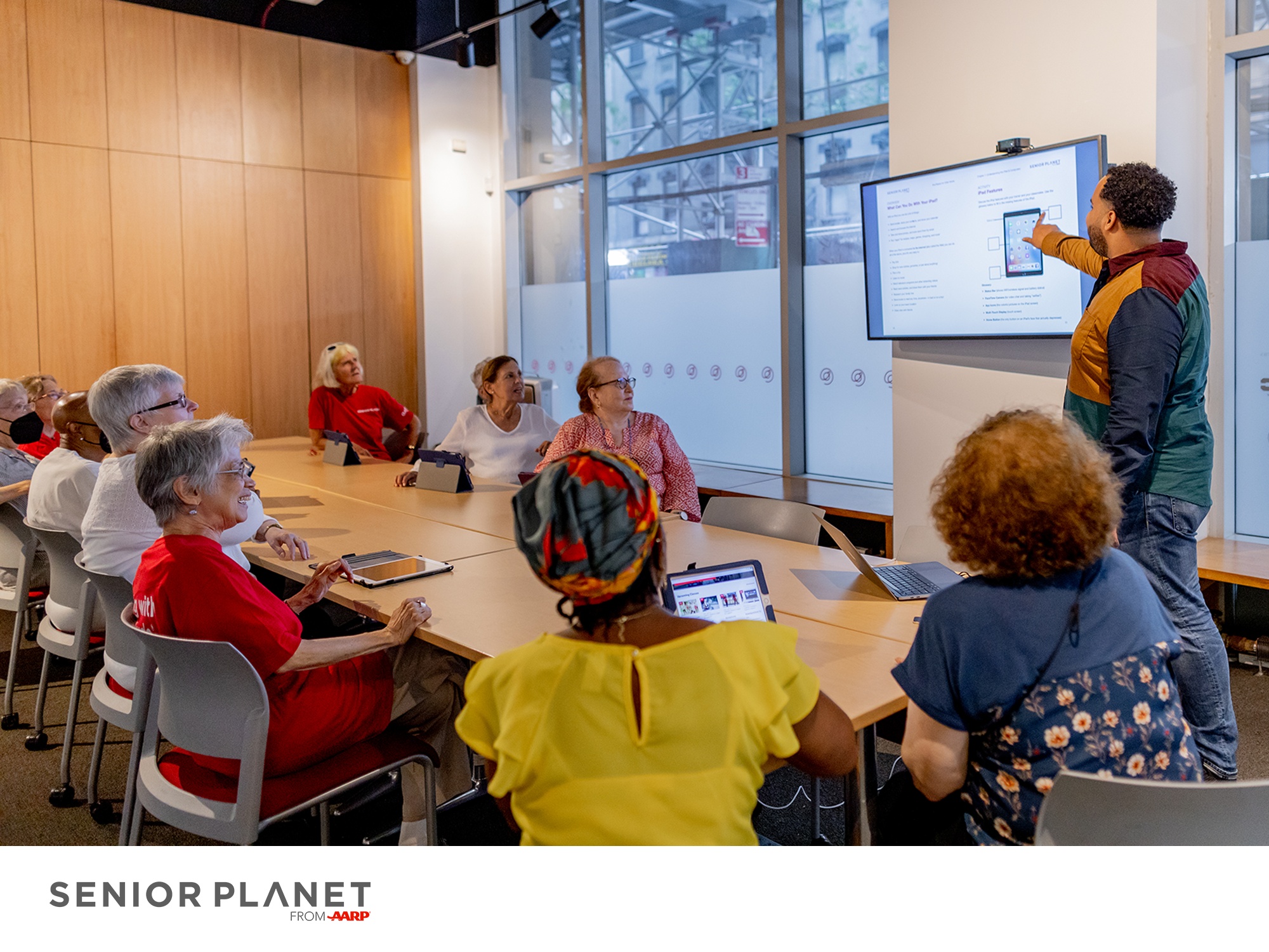 Older adults attending a lecture