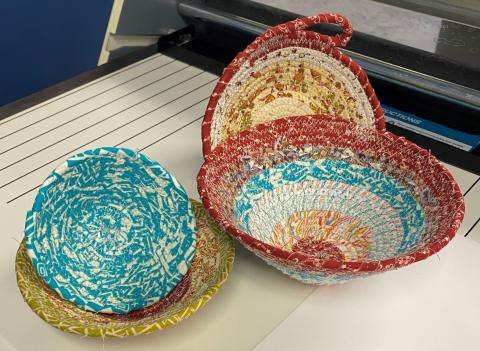 Fabric covered rope bowl