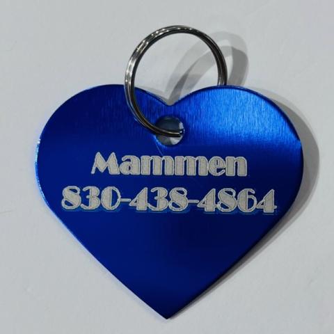 Blue heart-shaped pet tag
