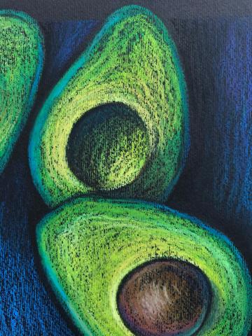 Drawing of avocados using pastels