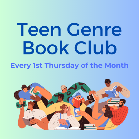Colorful graphic image saying Genre Book Club