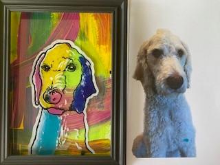 Painted pet portrait of a dog