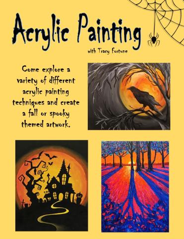 Graphic of Halloween themed paintings