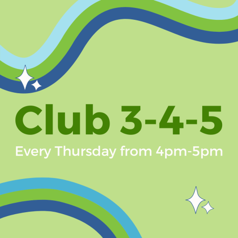 Colorful graphic image saying Club 3-4-5