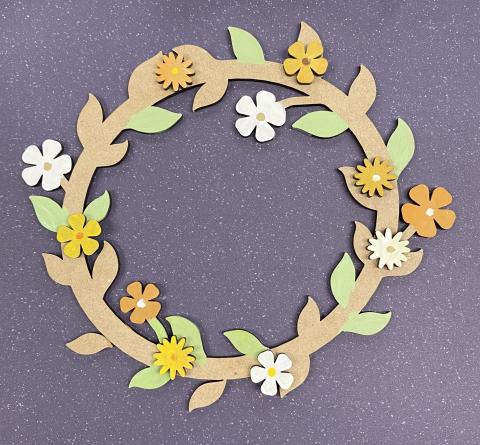 Painted wooden spring wreath
