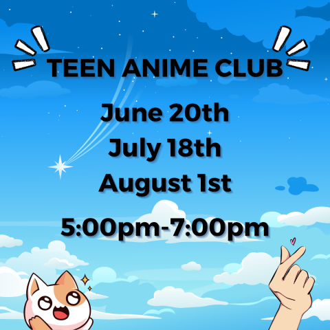 Colorful graphic image saying Teen Anime Club