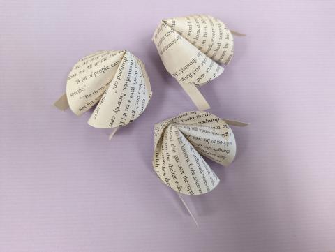 Book Page Origami Fortune Cookies