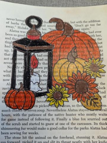 Pumpkin Coloring page on book paper