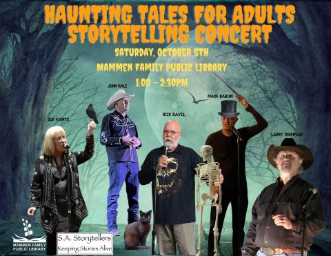 Haunting Tales for Adults Storytelling Concert with pictures of storytellers