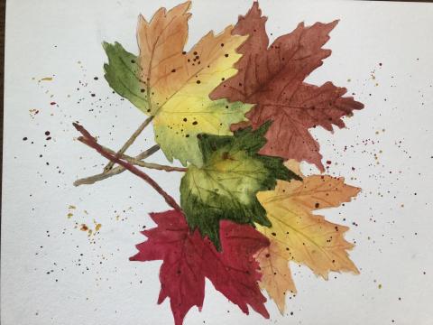 watercolor leaves