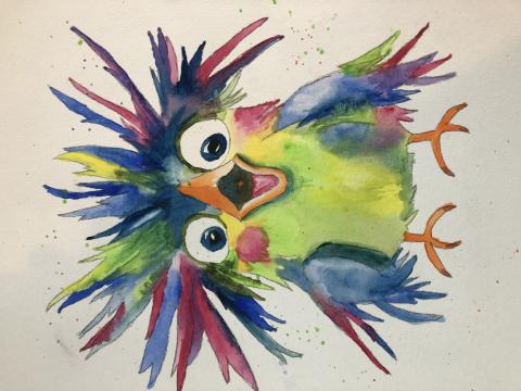 Colorful Watercolor Bird