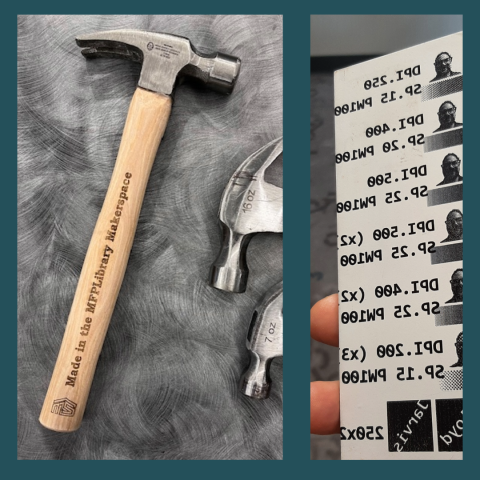 laser engraved hammer and tile samples