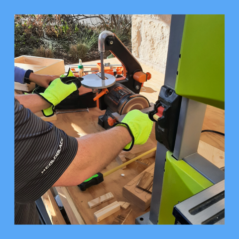 Wood Working Projects being done at the Mammen Family Public Library, hosted by the Makerspace Team