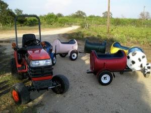 tractor pulled barrel train