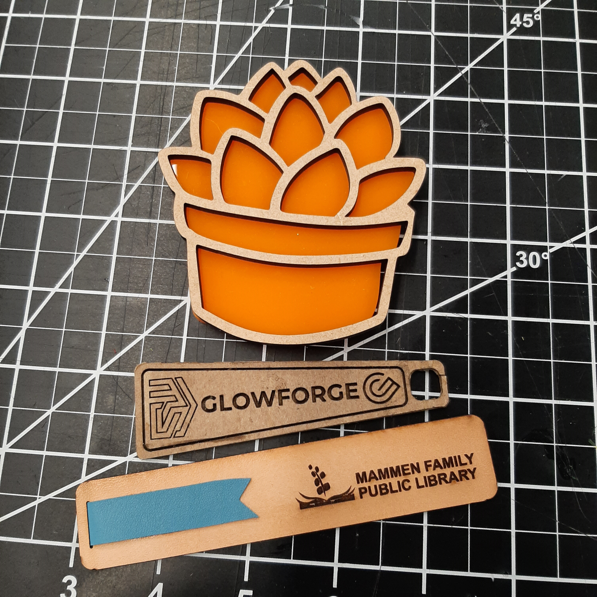 Examples of pieces made using a Glowforge machine