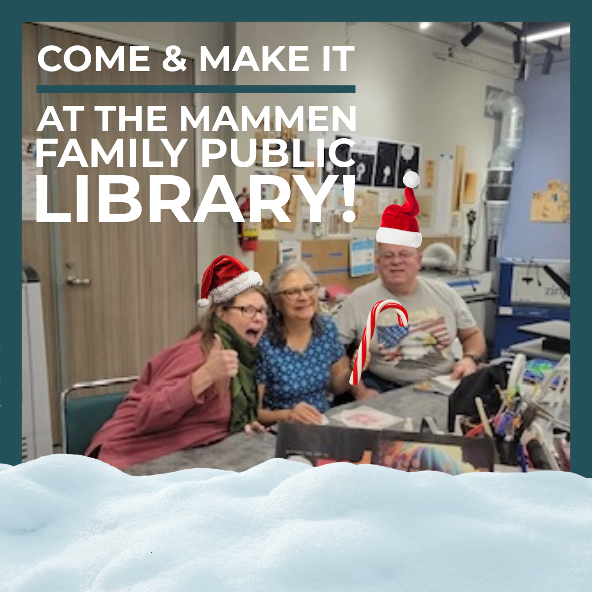 "Come & Make It" at the Mammen Family Public Library's Makerspace, with Holiday seasonal features